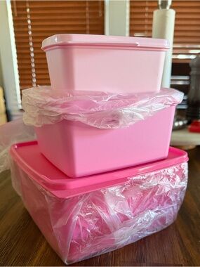 Set of 3 Pink Tupperware Keep tabs Storage Containers- New